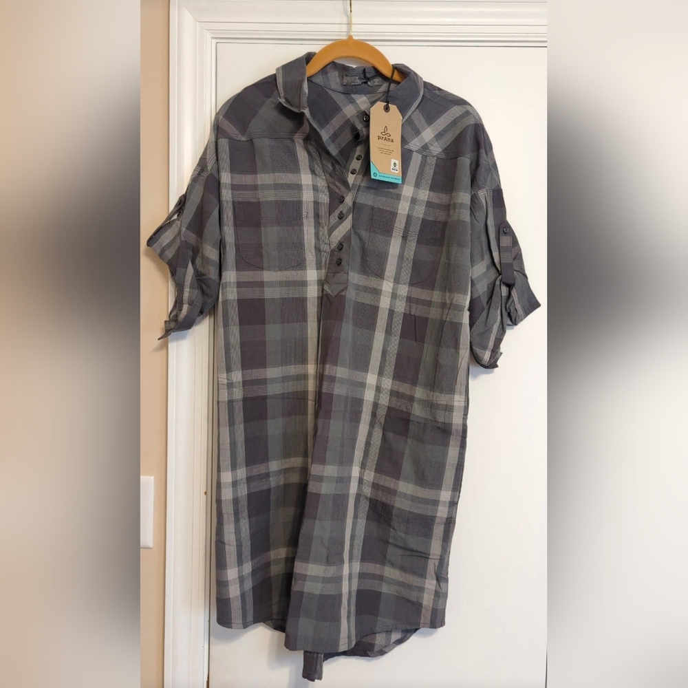 NWT prana button up plaid dress